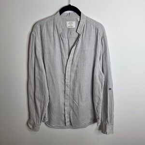 Murano X Baird McNutt Button Down Shirt Mens Large Gray Linen Roll Tab